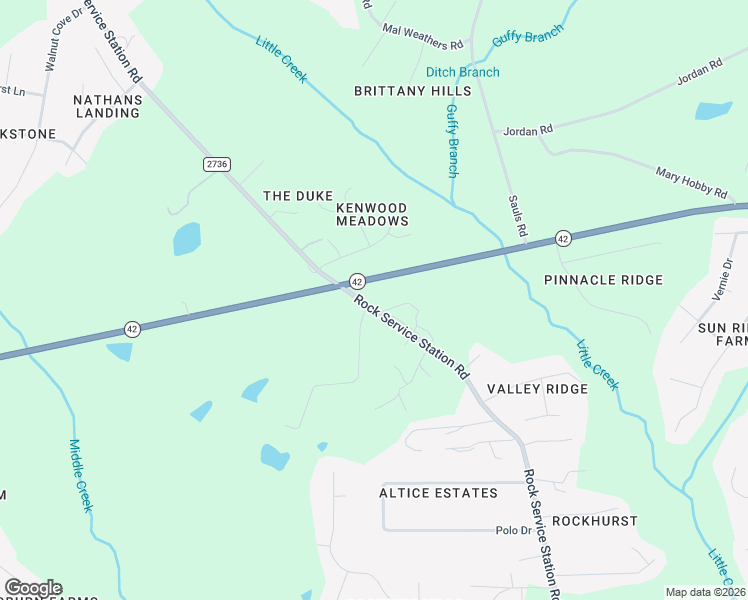map of restaurants, bars, coffee shops, grocery stores, and more near 4212 North Carolina 42 in Raleigh