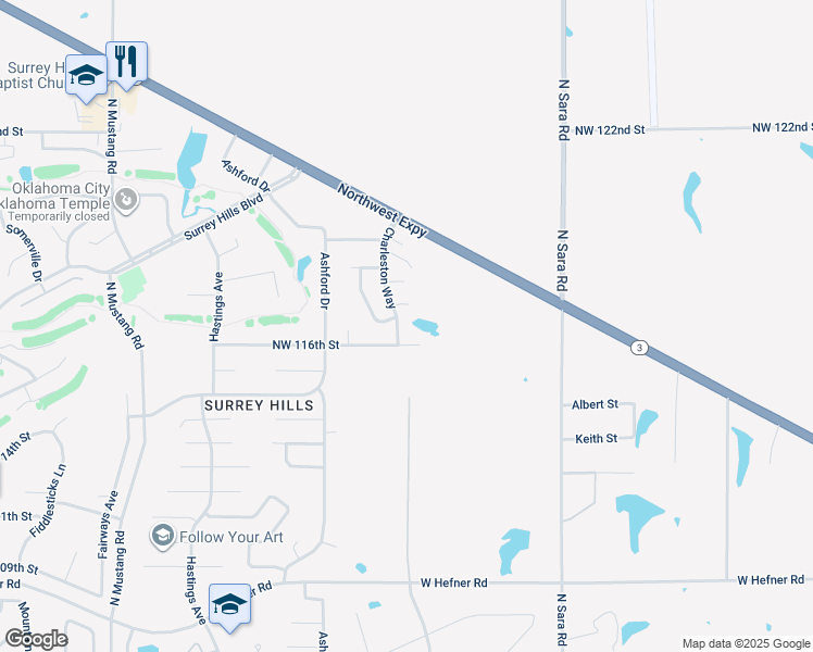 map of restaurants, bars, coffee shops, grocery stores, and more near 10812 Charleston Way in Yukon
