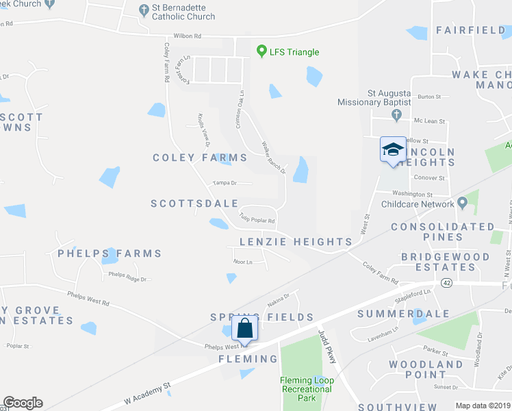 map of restaurants, bars, coffee shops, grocery stores, and more near 1012 Summer Meadow Drive in Fuquay Varina