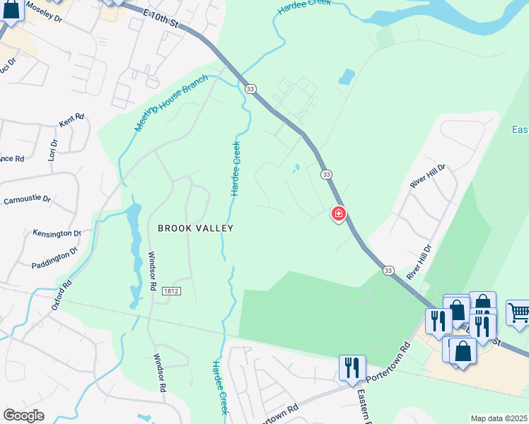 map of restaurants, bars, coffee shops, grocery stores, and more near 108 Chippendail Drive in Greenville