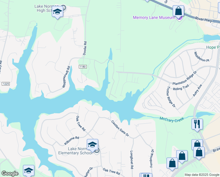 map of restaurants, bars, coffee shops, grocery stores, and more near 224 Lineberger Road in Mooresville