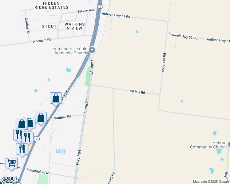 map of restaurants, bars, coffee shops, grocery stores, and more near 1488 Oil Mill Road in Covington