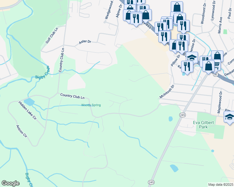 map of restaurants, bars, coffee shops, grocery stores, and more near 116 McKinley Drive in Columbia