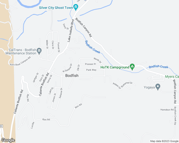 map of restaurants, bars, coffee shops, grocery stores, and more near 200 Park Way in Bodfish