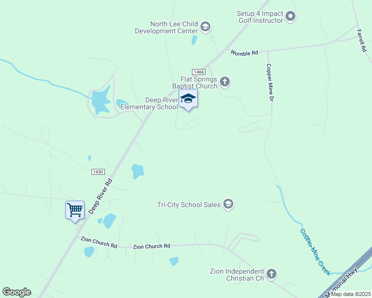 map of restaurants, bars, coffee shops, grocery stores, and more near 4000 Deep River Road in Sanford