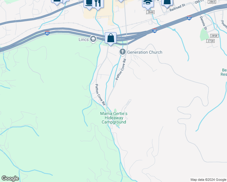map of restaurants, bars, coffee shops, grocery stores, and more near 548 Patton Cove Road in Swannanoa