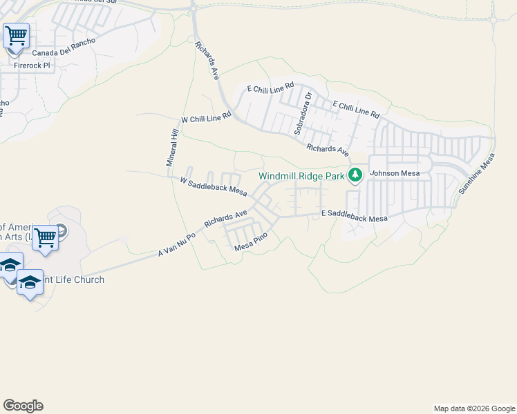 map of restaurants, bars, coffee shops, grocery stores, and more near 3 East Saddleback Mesa in Santa Fe