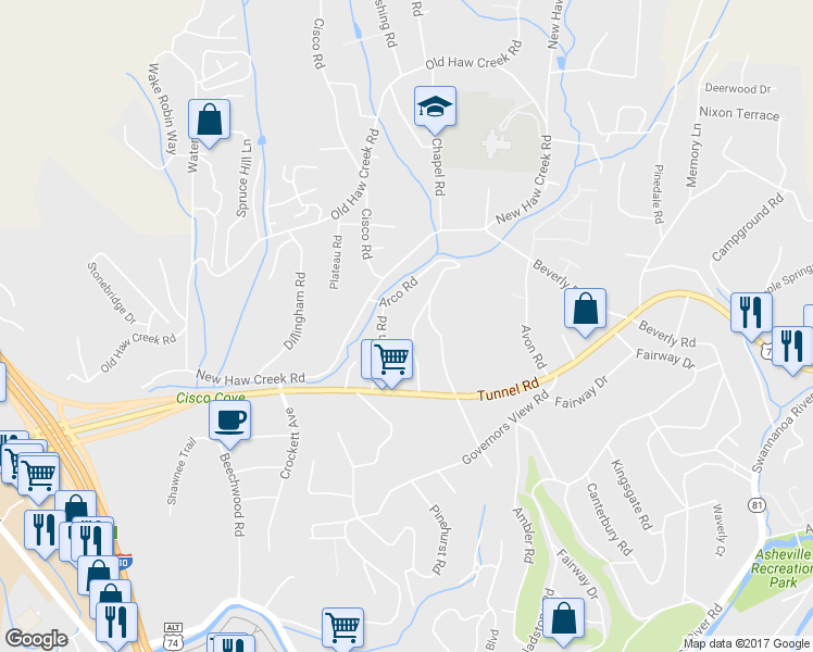 map of restaurants, bars, coffee shops, grocery stores, and more near 27 Mountain View Road in Asheville