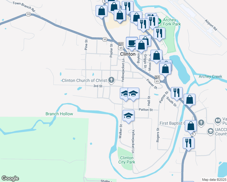 map of restaurants, bars, coffee shops, grocery stores, and more near 173 3rd Street in Clinton