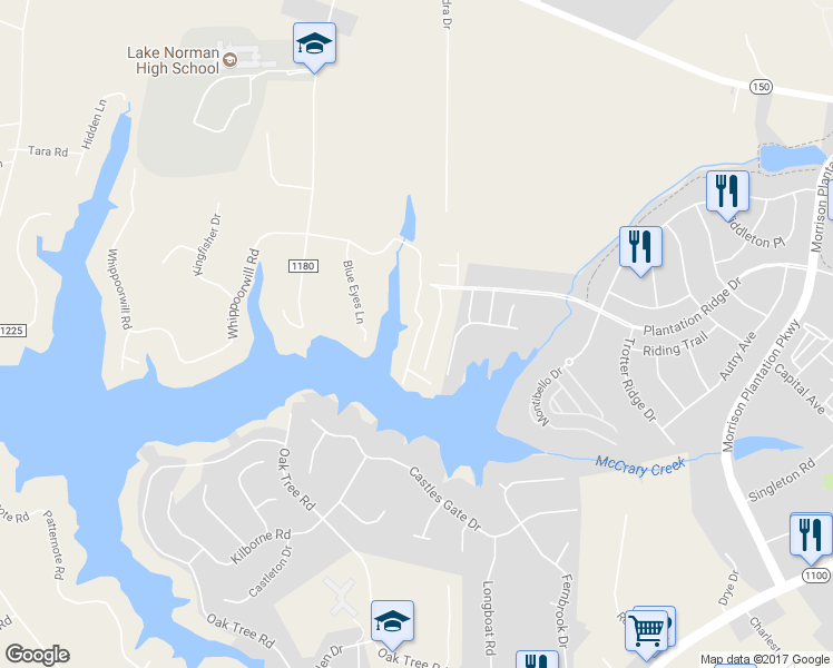 map of restaurants, bars, coffee shops, grocery stores, and more near 196 Lineberger Dr in Mooresville