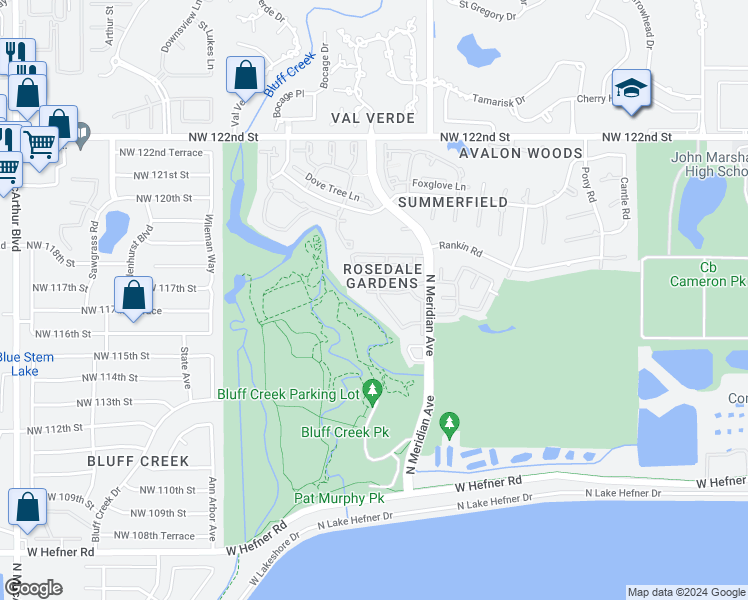 map of restaurants, bars, coffee shops, grocery stores, and more near 4652 Gaylord Drive in Oklahoma City