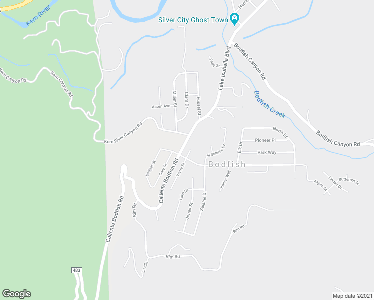 map of restaurants, bars, coffee shops, grocery stores, and more near 10 Verna Street in Bodfish