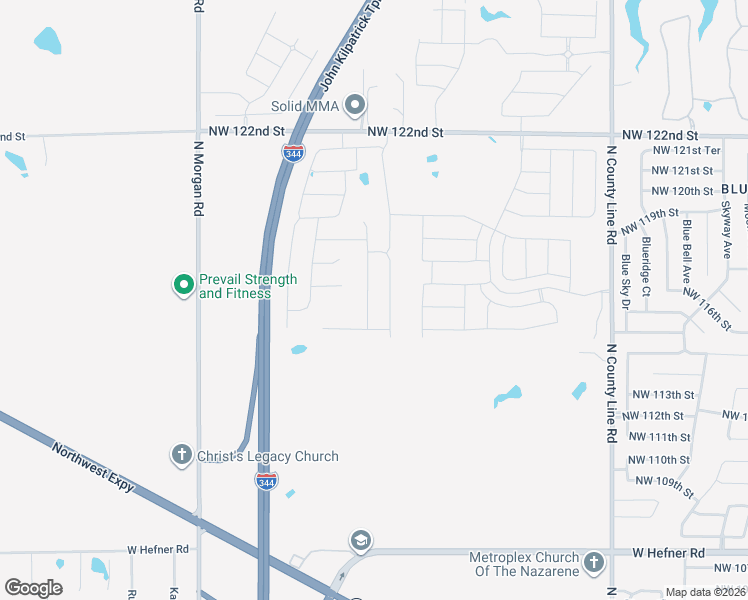 map of restaurants, bars, coffee shops, grocery stores, and more near John Kilpatrick Turnpike in Yukon