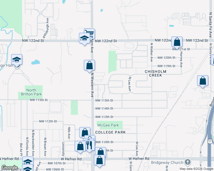 map of restaurants, bars, coffee shops, grocery stores, and more near 903 Northwest 116th Court in Oklahoma City