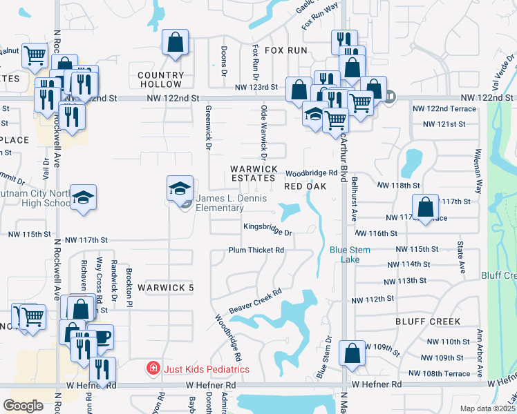 map of restaurants, bars, coffee shops, grocery stores, and more near 6221 Olde Harwick Cir in Oklahoma City