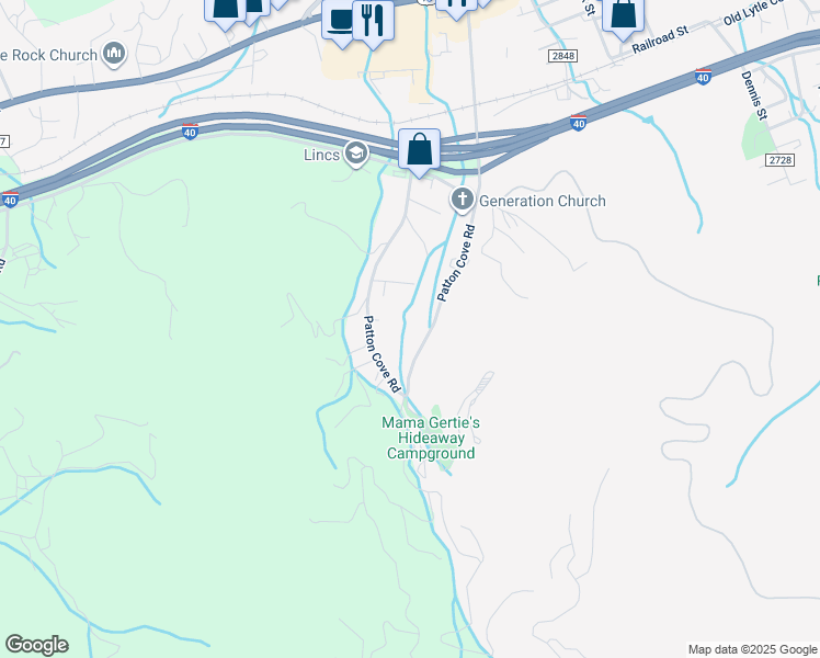 map of restaurants, bars, coffee shops, grocery stores, and more near 491 Patton Cove Road in Swannanoa