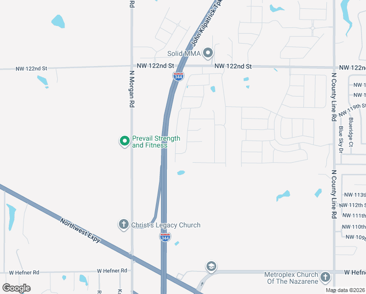 map of restaurants, bars, coffee shops, grocery stores, and more near John Kilpatrick Turnpike in Yukon