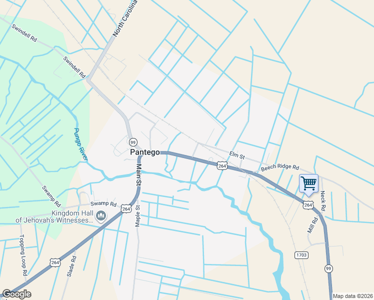 map of restaurants, bars, coffee shops, grocery stores, and more near 25869-25999 Main St in Pantego