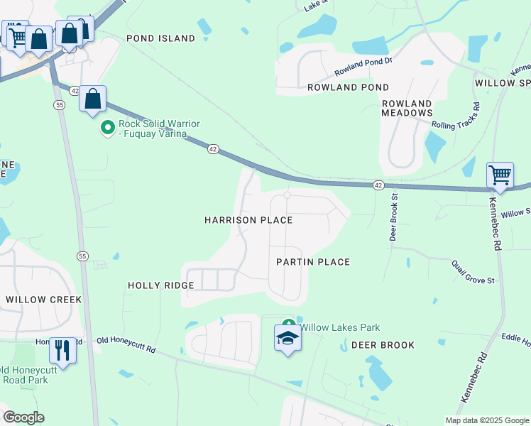map of restaurants, bars, coffee shops, grocery stores, and more near 441 Summer Ranch Drive in Fuquay-Varina