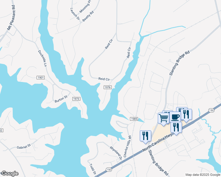 map of restaurants, bars, coffee shops, grocery stores, and more near 3804 Swanson Road in Lake Norman of Catawba