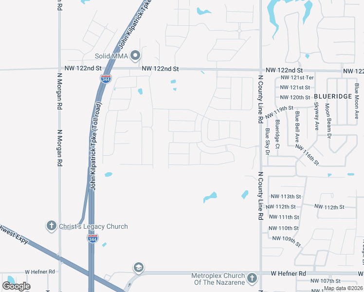 map of restaurants, bars, coffee shops, grocery stores, and more near 11601 North County Line Road in Yukon