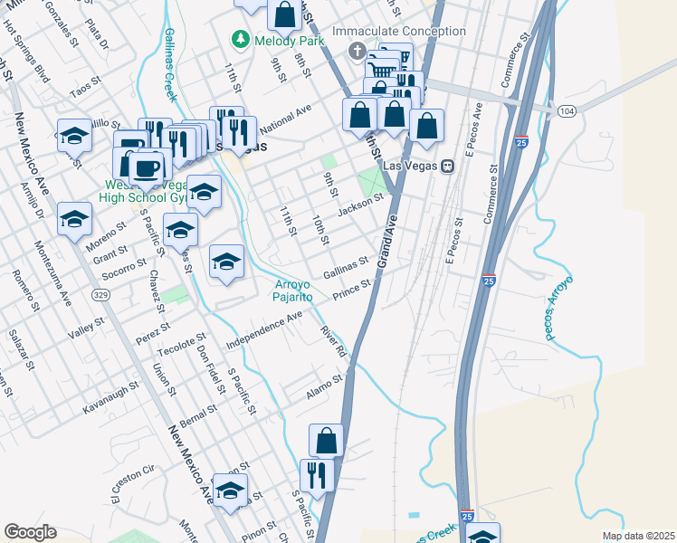 map of restaurants, bars, coffee shops, grocery stores, and more near 110 10th Street in Las Vegas