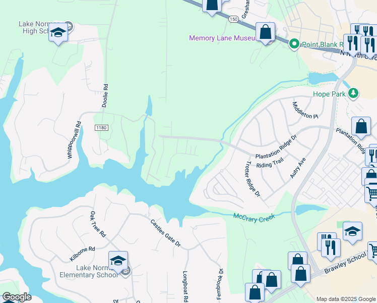 map of restaurants, bars, coffee shops, grocery stores, and more near 113 Clarendon Street in Mooresville