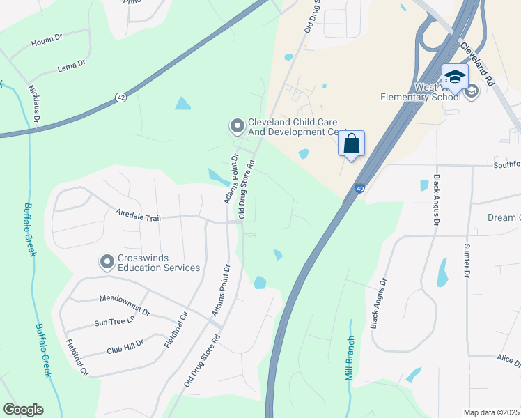 map of restaurants, bars, coffee shops, grocery stores, and more near 50 Thimble Way in Garner