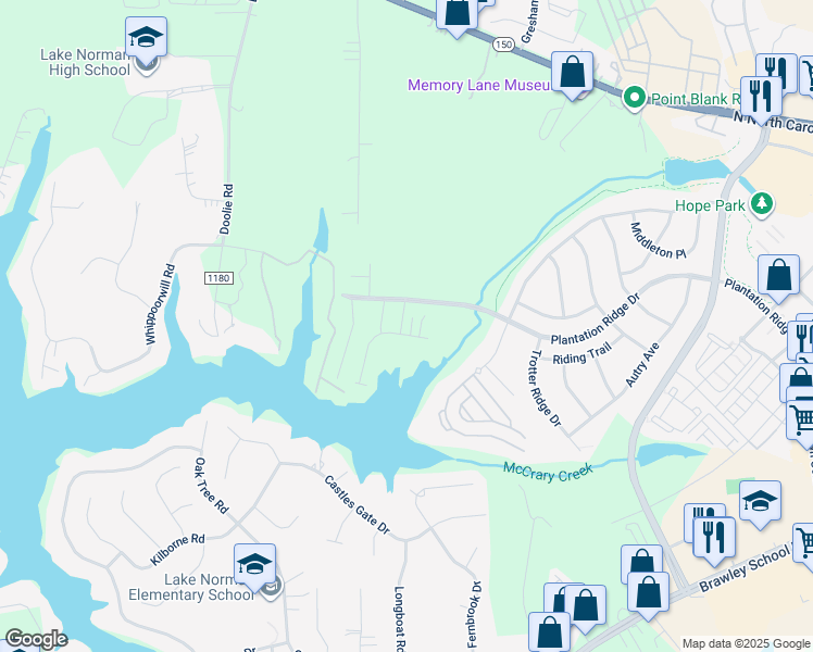 map of restaurants, bars, coffee shops, grocery stores, and more near 113 Clarendon Street in Mooresville