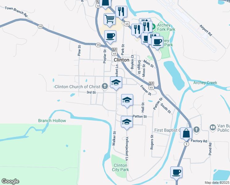 map of restaurants, bars, coffee shops, grocery stores, and more near 108 3rd Street in Clinton