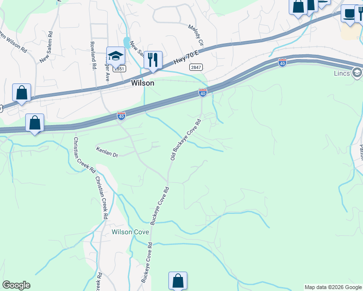 map of restaurants, bars, coffee shops, grocery stores, and more near 99999 Old Buckeye Cove Road in Swannanoa