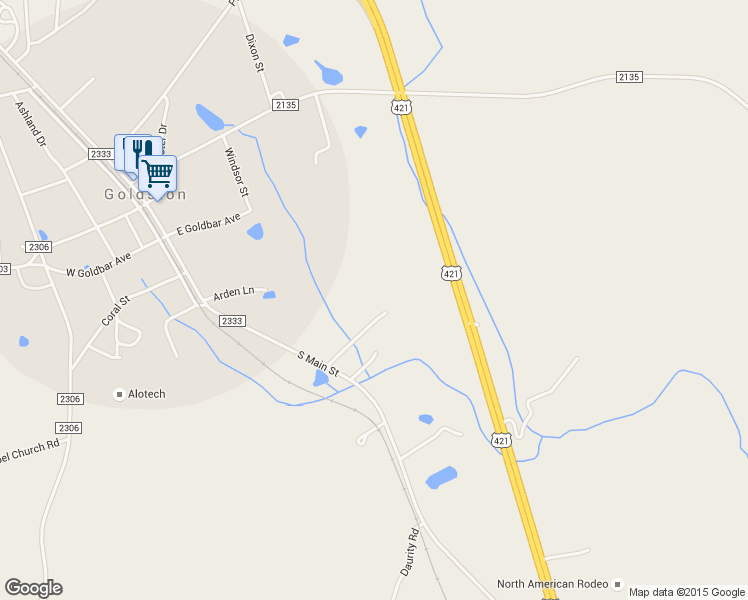 map of restaurants, bars, coffee shops, grocery stores, and more near 177 Pine View Acres in Goldston