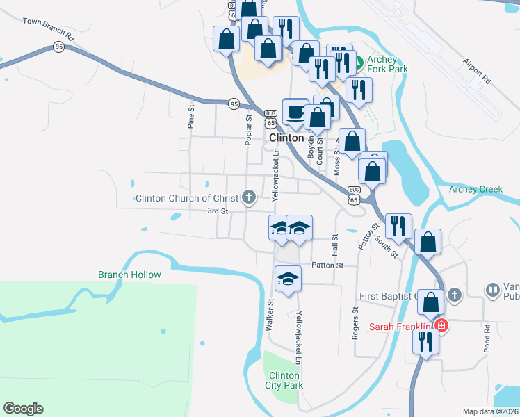 map of restaurants, bars, coffee shops, grocery stores, and more near 173 3rd Street in Clinton