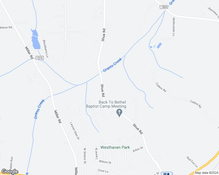 map of restaurants, bars, coffee shops, grocery stores, and more near 1130 Shue Road in China Grove