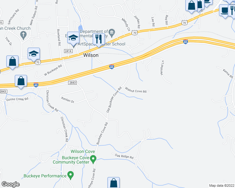 map of restaurants, bars, coffee shops, grocery stores, and more near 418 Old Buckeye Cove Road in Swannanoa
