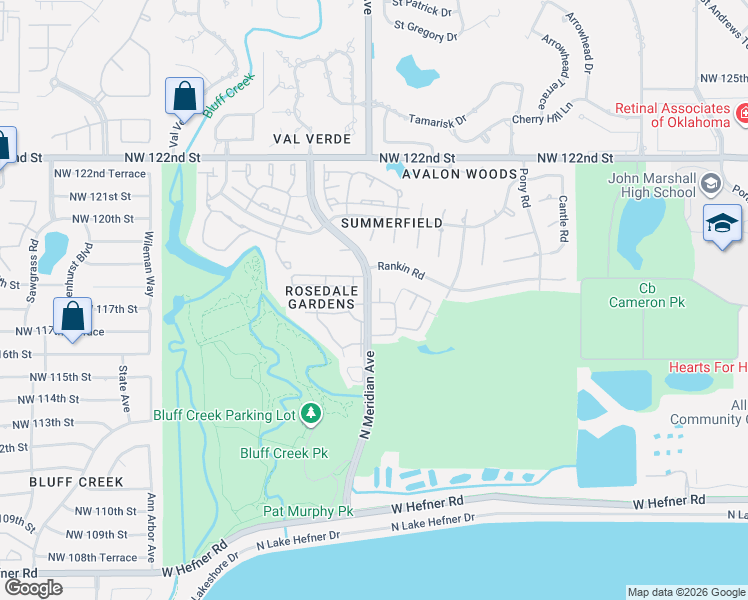 map of restaurants, bars, coffee shops, grocery stores, and more near 4420 Alturas Court in Oklahoma City