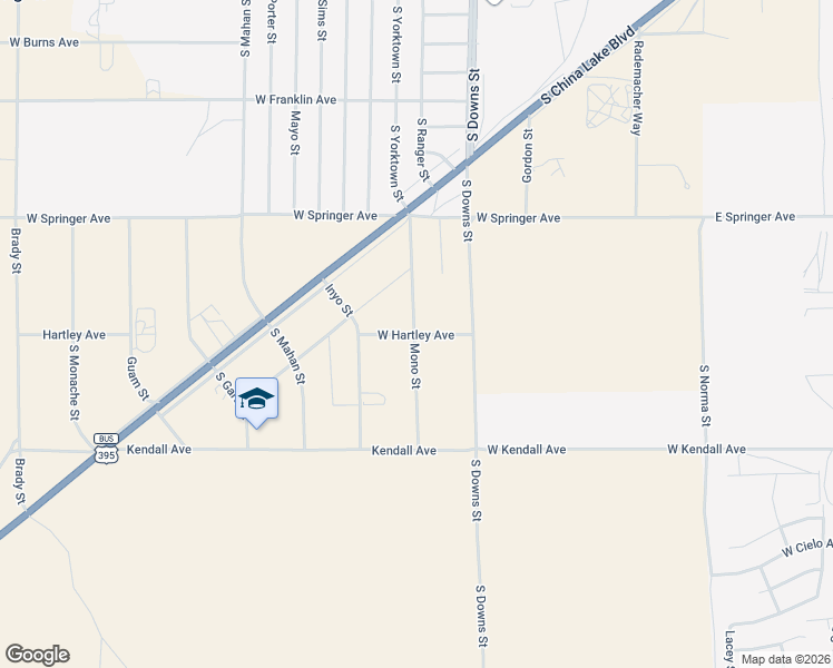 map of restaurants, bars, coffee shops, grocery stores, and more near 0 Ridgecrest Boulevard in Ridgecrest