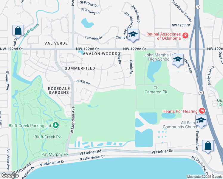 map of restaurants, bars, coffee shops, grocery stores, and more near 4225 Rankin Road in Oklahoma City