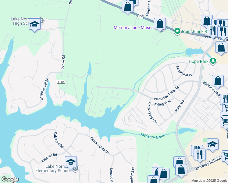 map of restaurants, bars, coffee shops, grocery stores, and more near 105 Clarendon Street in Mooresville