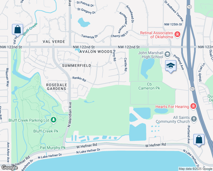 map of restaurants, bars, coffee shops, grocery stores, and more near 4225 Rankin Road in Oklahoma City