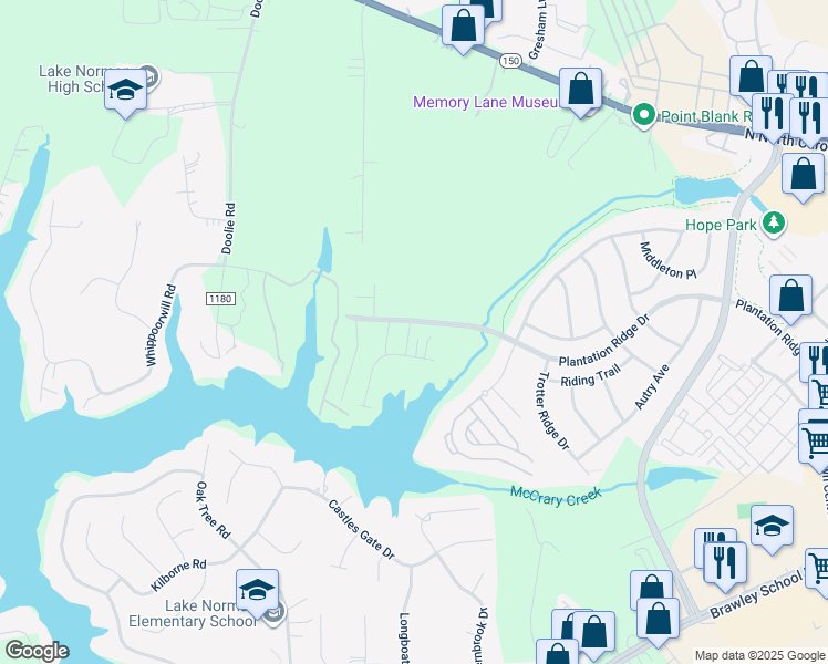 map of restaurants, bars, coffee shops, grocery stores, and more near 105 Clarendon Street in Mooresville