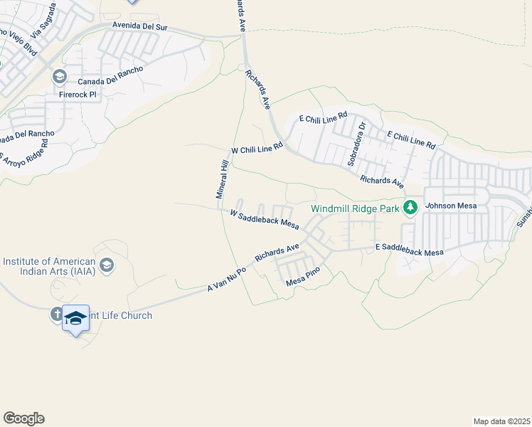map of restaurants, bars, coffee shops, grocery stores, and more near 6 Madre Mountain in Santa Fe