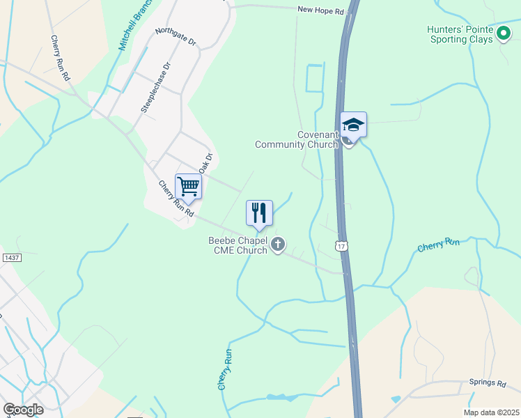 map of restaurants, bars, coffee shops, grocery stores, and more near 350 Cherry Run Road in Washington