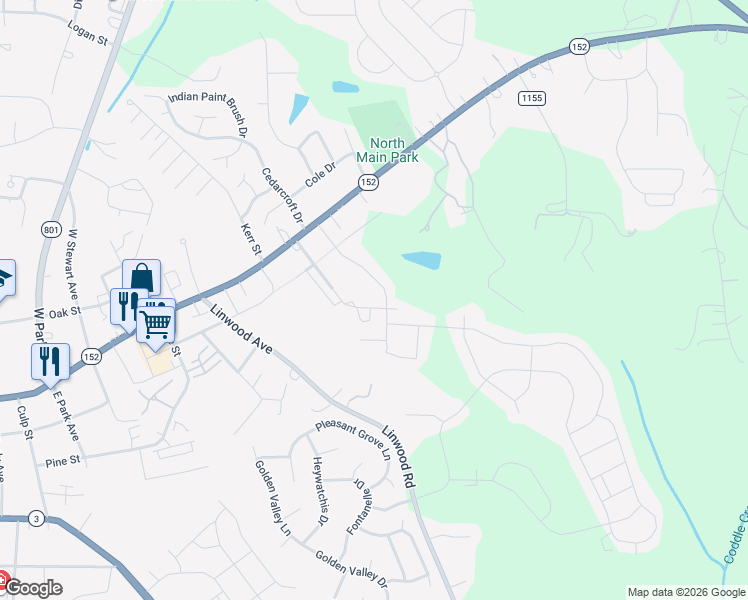 map of restaurants, bars, coffee shops, grocery stores, and more near 154 Eden Avenue in Mooresville