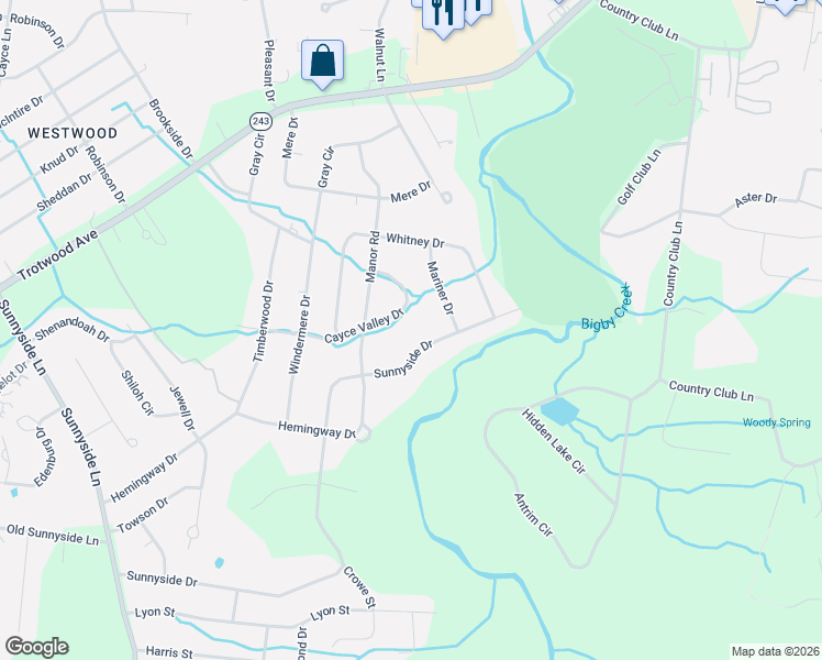 map of restaurants, bars, coffee shops, grocery stores, and more near 111 Cayce Valley Drive in Columbia