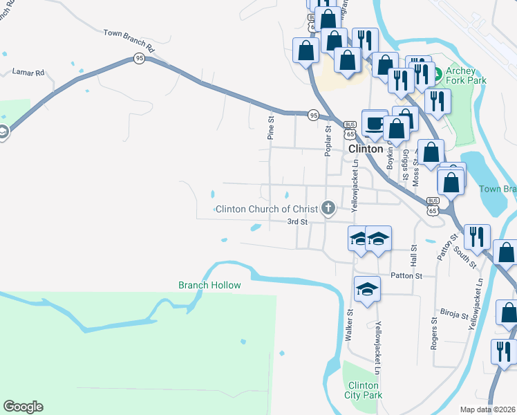 map of restaurants, bars, coffee shops, grocery stores, and more near 436 Pine Street in Clinton