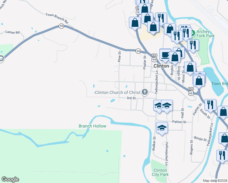 map of restaurants, bars, coffee shops, grocery stores, and more near 436 Pine Street in Clinton