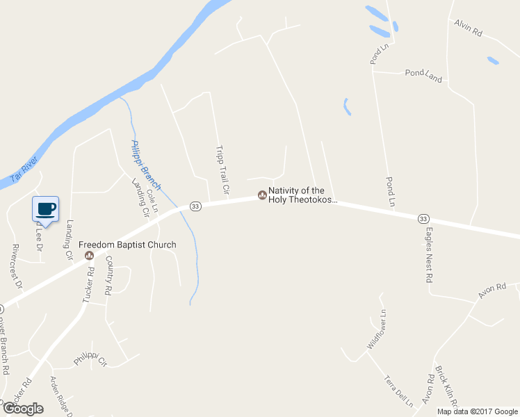 map of restaurants, bars, coffee shops, grocery stores, and more near 5768 Highway 33 in Grimesland