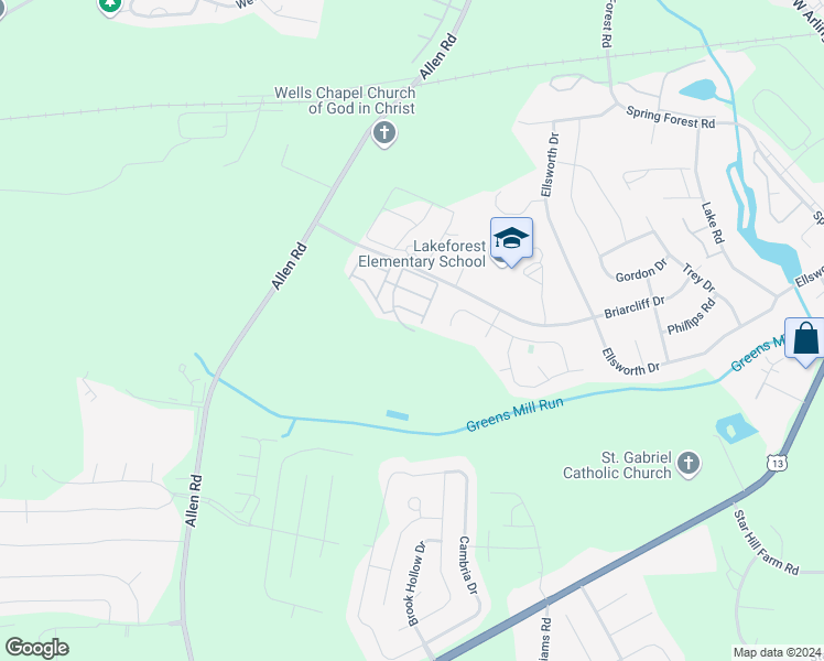 map of restaurants, bars, coffee shops, grocery stores, and more near 128 Chandler Drive in Greenville