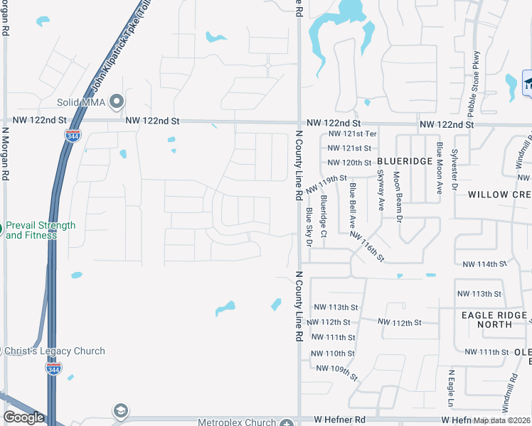 map of restaurants, bars, coffee shops, grocery stores, and more near 9033 Northwest 118th Street in Yukon